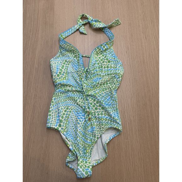 Trina Turk Spa & Swim Collection One Piece Halter Swimsuit Size 6 Xx1346 - Picture 5 of 10